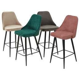 Полубарный стул NEPAL-PB БЕЖЕВЫЙ #5, велюр/ черный каркас (H=68cm) М-City