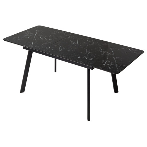 Стол АРУБА 140 ЧЕРНЫЙ МРАМОР, стекло / черный каркас М-City