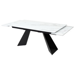 Стол Купер 160 Белый мрамор, стекло / черный каркас М-City