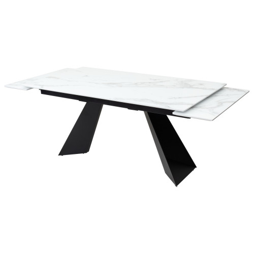 Стол Купер 160 Белый мрамор, стекло / черный каркас М-City