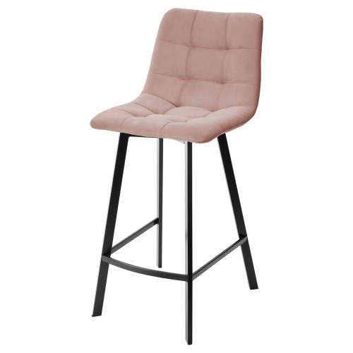 Полубарный стул CHILLI-QB SQUARE розовый #15, велюр / черный каркас (H=66cm) М-City