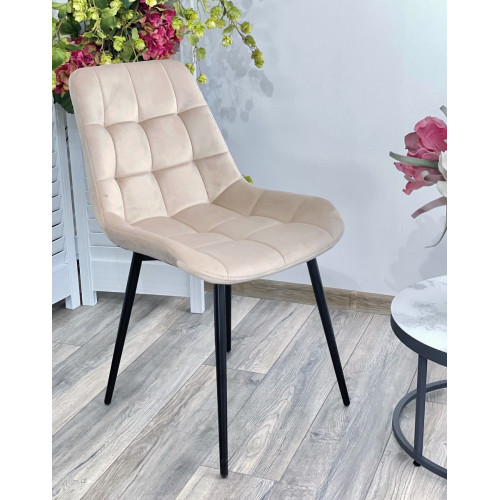 Стул ХОФМАН, цвет бежевый #H06, велюр, 2 шт./1к / черный каркас М-City