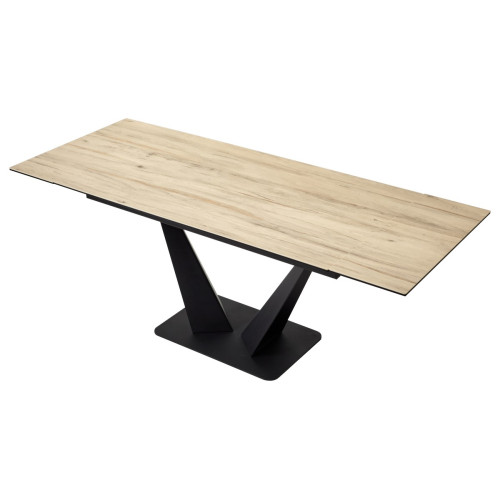 Стол Ниагара 140 Светлое дерево, итальянская керамика / черный каркас М-City