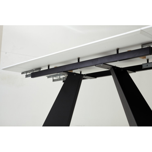 Стол Купер 160 Белый мрамор, стекло / черный каркас М-City