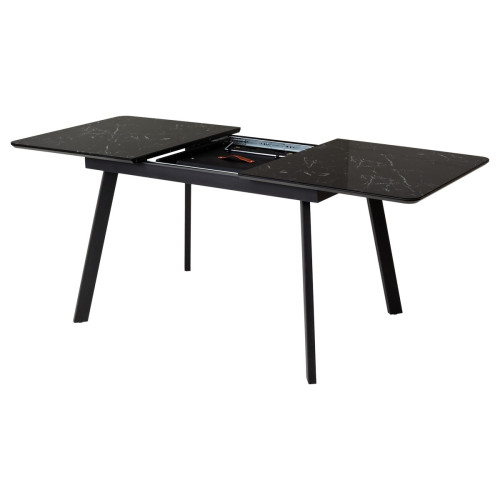 Стол АРУБА 140 ЧЕРНЫЙ МРАМОР, стекло / черный каркас М-City