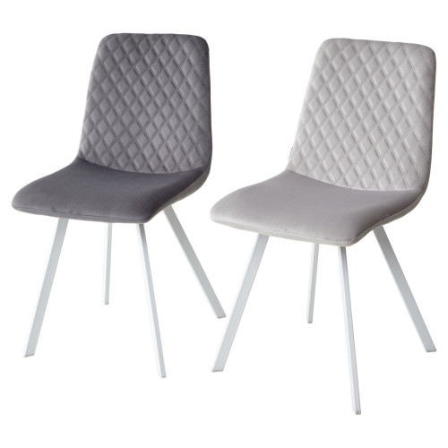 Стул DAIQUIRI BLUVEL-03 LIGHT GREY / белый каркас, велюр М-City