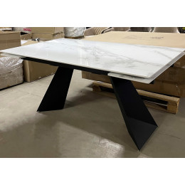 Стол Купер 160 Белый мрамор, стекло / черный каркас М-City