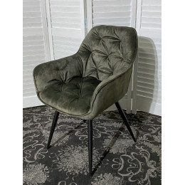 Стул MALTA 912-04 серо-зеленый, велюр/черный каркас M-City