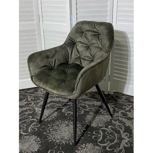 Стул MALTA 912-04 серо-зеленый, велюр/черный каркас M-City