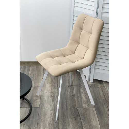 Стул CHILLI-Q SQUARE бежевый #5, велюр / белый каркас М-City