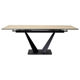 Стол Ниагара 140 Светлое дерево, итальянская керамика / черный каркас М-City