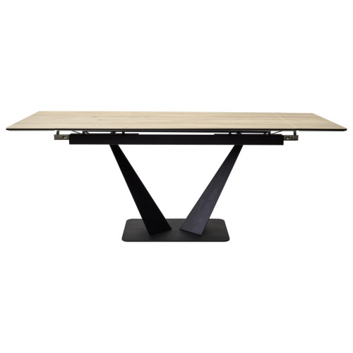 Стол Ниагара 140 Светлое дерево, итальянская керамика / черный каркас М-City