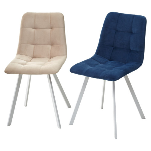 Стул CHILLI-Q SQUARE бежевый #5, велюр / белый каркас М-City