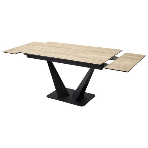 Стол Ниагара 140 Светлое дерево, итальянская керамика / черный каркас М-City