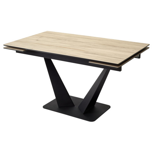 Стол Ниагара 140 Светлое дерево, итальянская керамика / черный каркас М-City