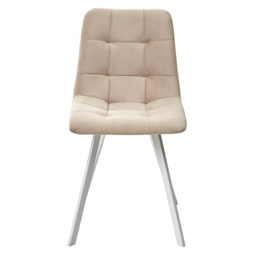 Стул CHILLI-Q SQUARE бежевый #5, велюр / белый каркас М-City
