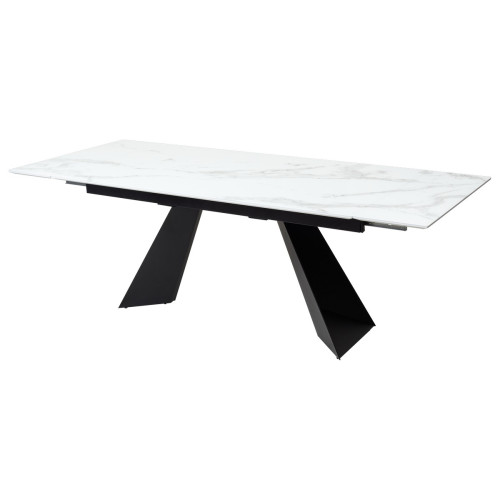 Стол Купер 160 Белый мрамор, стекло / черный каркас М-City