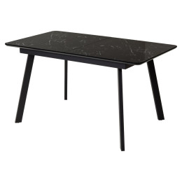 Стол АРУБА 140 ЧЕРНЫЙ МРАМОР, стекло / черный каркас М-City