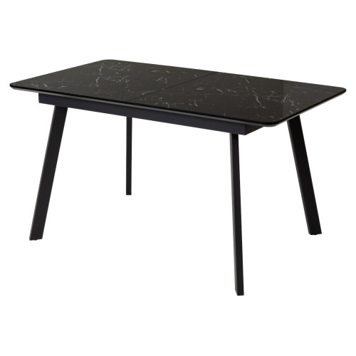 Стол АРУБА 140 ЧЕРНЫЙ МРАМОР, стекло / черный каркас М-City