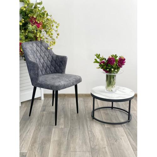 Стул HERMAN СЕРЫЙ МРАМОР #80, античная ткань / черный каркас М-City