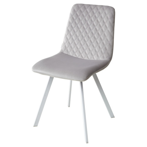 Стул DAIQUIRI BLUVEL-03 LIGHT GREY / белый каркас, велюр М-City