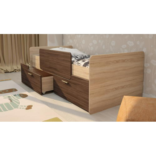 Кровать с бортиком и ящиками Умка