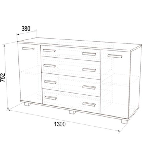 Комод «К-4» 1300 мм Сонома светлый