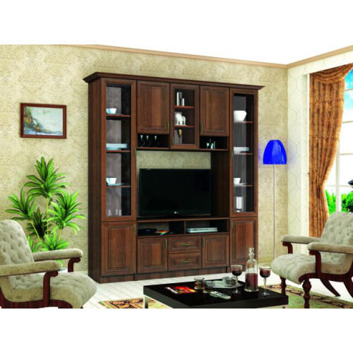 Гостиная «Империя 2» Рамочный фасад (Орех итальянский / Орех итальянский)