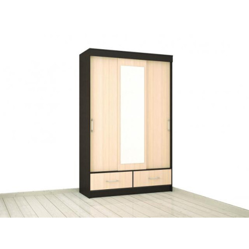 Шкаф-купе «Уют 1400» с ящиками (Венге / Дуб молочный)