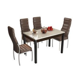 Стол обеденный Бостон-2 (металл черный/кремовый гранит)