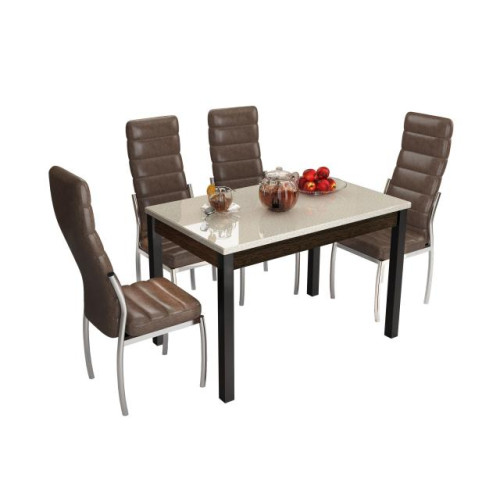 Стол обеденный Бостон-2 (металл черный/кремовый гранит)