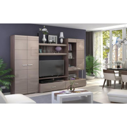 Гостиная «Вегас-1» (Шимо темный/Кофе с молоком глянец)