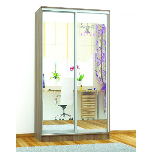 Шкаф-купе «Комфорт-2 (1450 мм)» с двумя зеркалами (Ясень шимо)