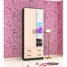 Шкаф комбинированный «Лагуна-08» с зеркалом (Венге / Дуб молочный)