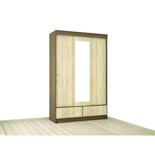 Шкаф-купе «Уют 1400» с ящиками (Ясень шимо / Дуб сонома)