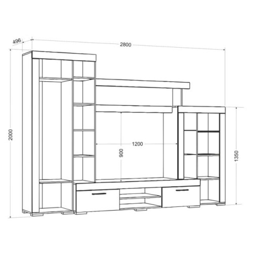 Стенка Винсент 1 шимо светлый / палисандр