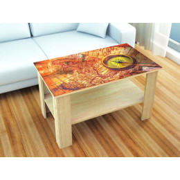 Стол журнальный «Консул-6» с фотопечатью География (Дуб сонома)