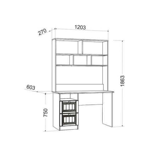 Стол письменный "Богуслава м6" дуб баррик св,/крем брюле