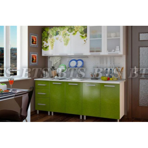 Кухонный гарнитур с фотопечатью «Лоза» 2,0 м Люкс