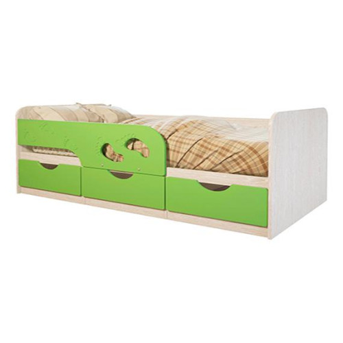 Кровать детская Минима Лего (Дуб атланта/Лайм глянец)