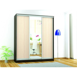 Шкаф-купе «Комфорт-3 (1850 мм)» с одним зеркалом (Венге / Дуб молочный)