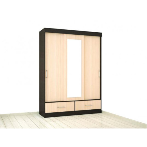 Шкаф-купе «Уют 1600» с ящиками (Венге / Дуб молочный)
