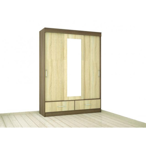 Шкаф-купе «Уют 1600» с ящиками (Ясень шимо / Дуб сонома)