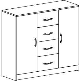 Комод 4 ящика и 2 створки КМ 555 М