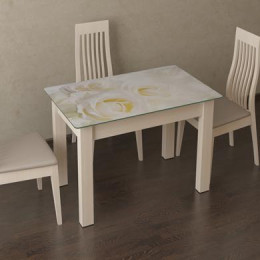 Стол обеденный «Ланч» фотопечать белые розы