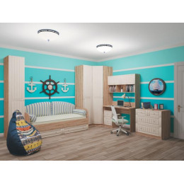 Подростковая комната "Богуслава" дуб баррик светлый/крем брюле