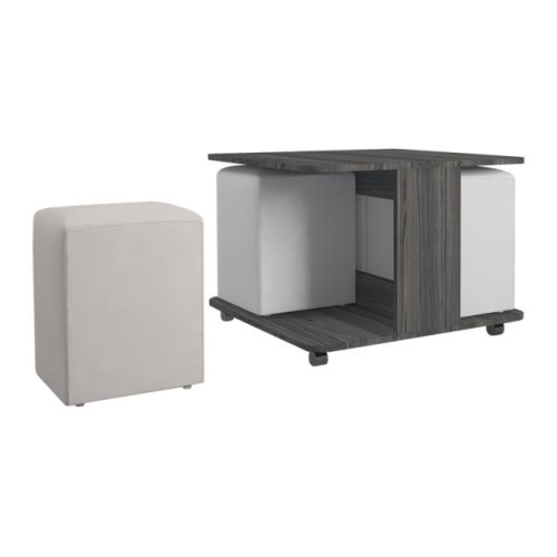 Стол журнальный Януш 6 с пуфами туя темная/манго 009