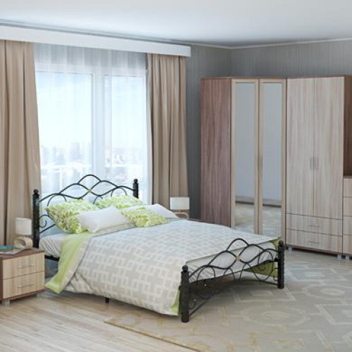 Кровать Гарда-3 1400 мм, черная, с ортопедическим основанием