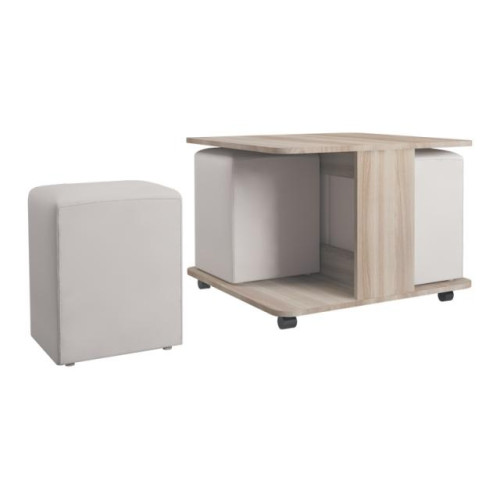 Стол журнальный Януш 6 с пуфами шимо светлый/манго 009