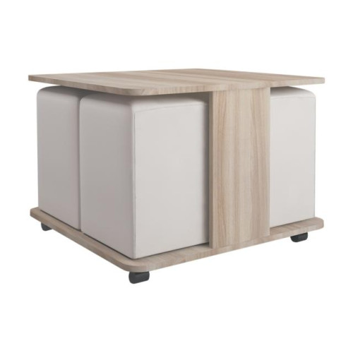 Стол журнальный Януш 6 с пуфами шимо светлый/манго 009